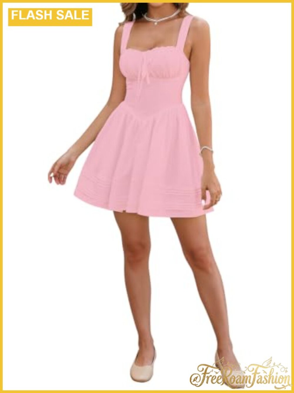 Corset Mini Dress Square Neck Backless A-Line Sundress Graduation Party